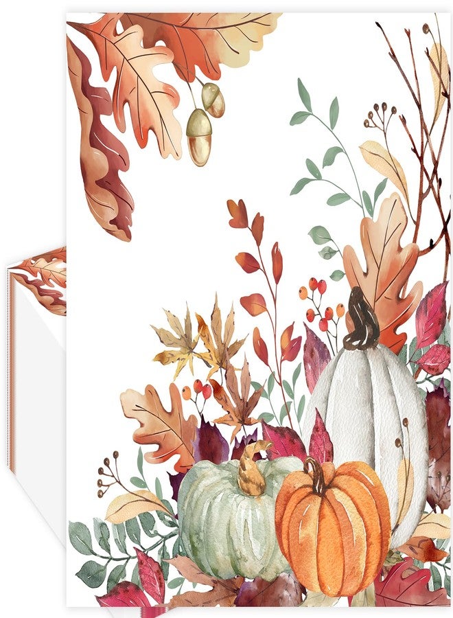 Quera 50Pcs Fall Paper napkins Watercolor Autumn Pumpkin Luncheon Napkins Farmhouse Dessert Dinner Hand Napkin for Thanksgiving Harvest Wedding Birthday Supplies, 6.5 x 6.5 Inch - Image 1